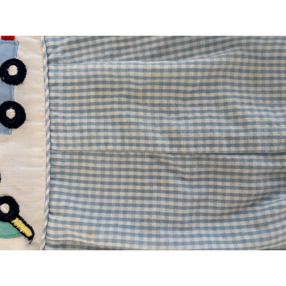Vintage Baby Boy One Piece Romper Sz 24 Months Blue Checkered Tow Truck Car - Picture 6 of 6